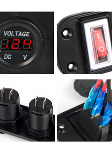 Розетка питания на 2 USB гнезда + прикуриватель 12-24В TDS TS-CAU45 Зеленая